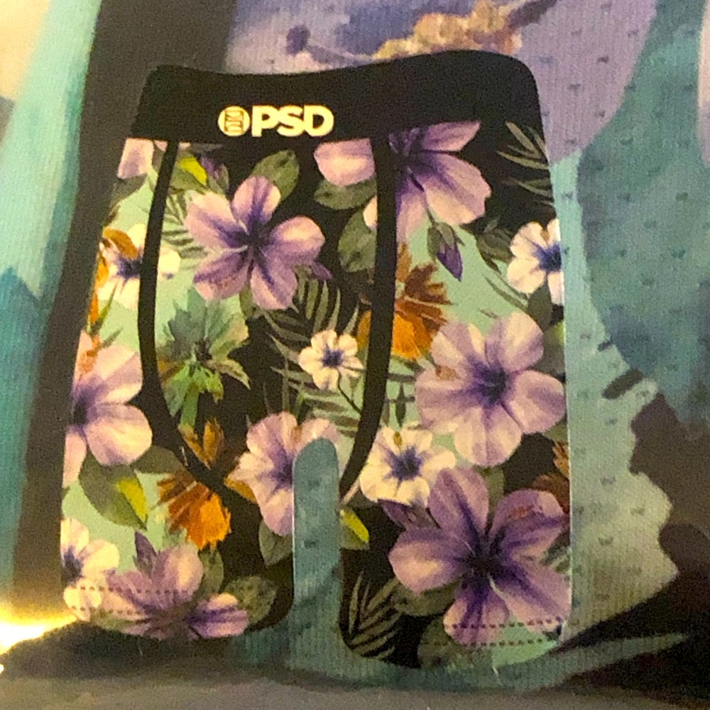 PSD purple and black floral boxer brief